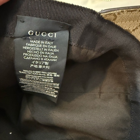 Gucci Tan Monogram Cap with Green and Red Stripes